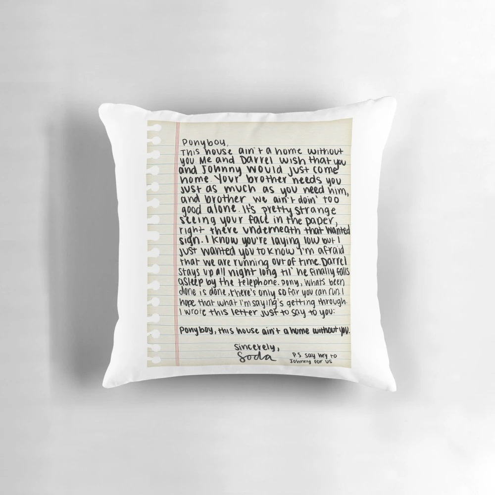Sodas Letter Pillow featuring the iconic character from The Outsiders Broadway musical