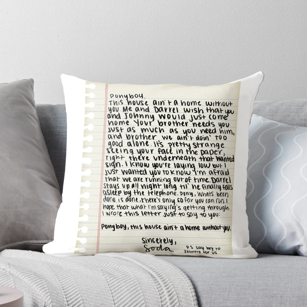 Sodas Letter Pillow featuring the iconic character from The Outsiders Broadway musical