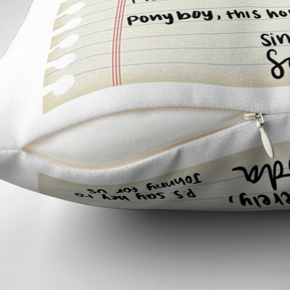 Sodas Letter Pillow featuring the iconic character from The Outsiders Broadway musical
