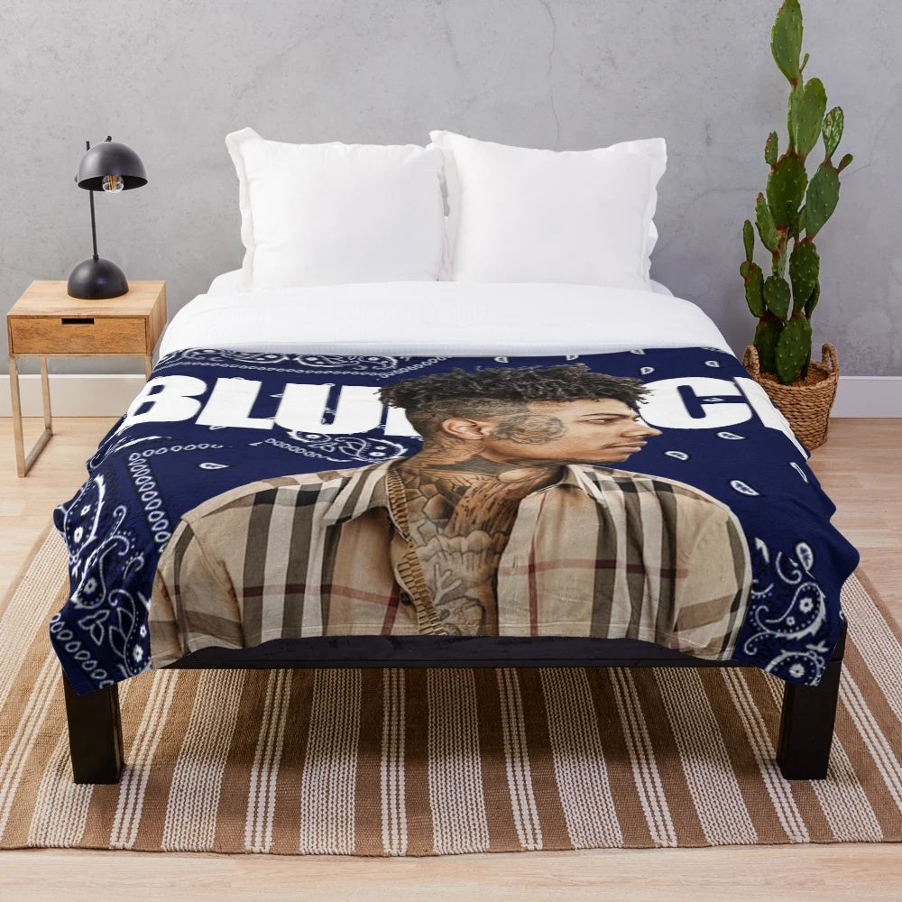 Blue plush blanket for cozy relaxation