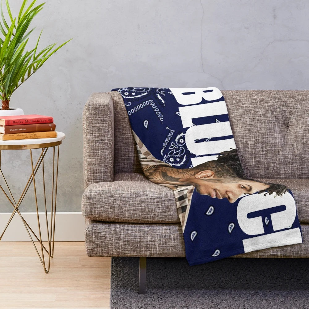 Blue plush blanket for cozy relaxation