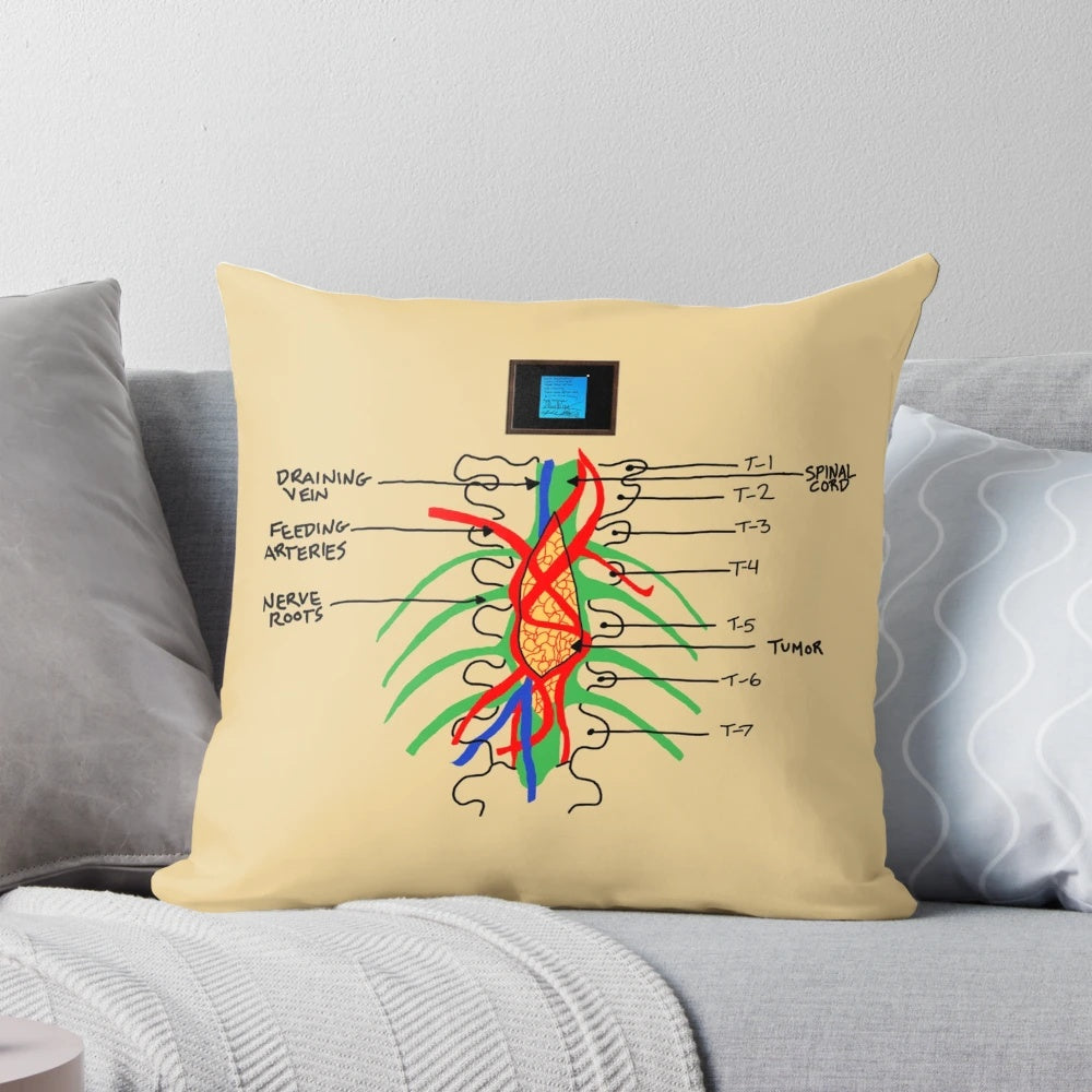 Soft and plush grey's anatomy themed pillow with meredith grey and derek shepherd design