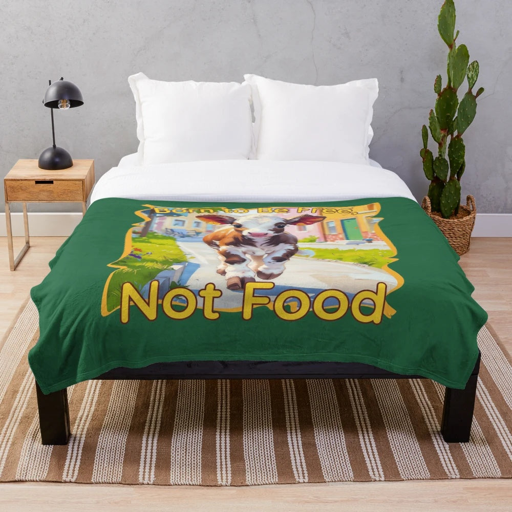 Plush blanket featuring a cute calf, symbol of animal welfare and compassion