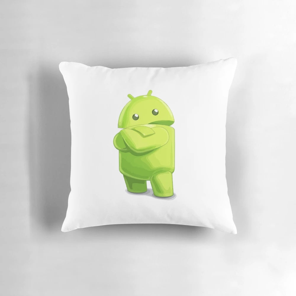Soft and plush pillow featuring the iconic Android logo, perfect for Android developers and enthusiasts.