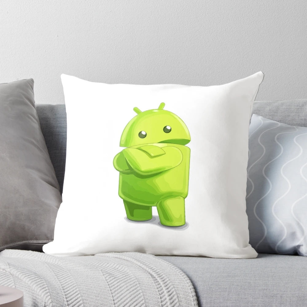 Soft and plush pillow featuring the iconic Android logo, perfect for Android developers and enthusiasts.
