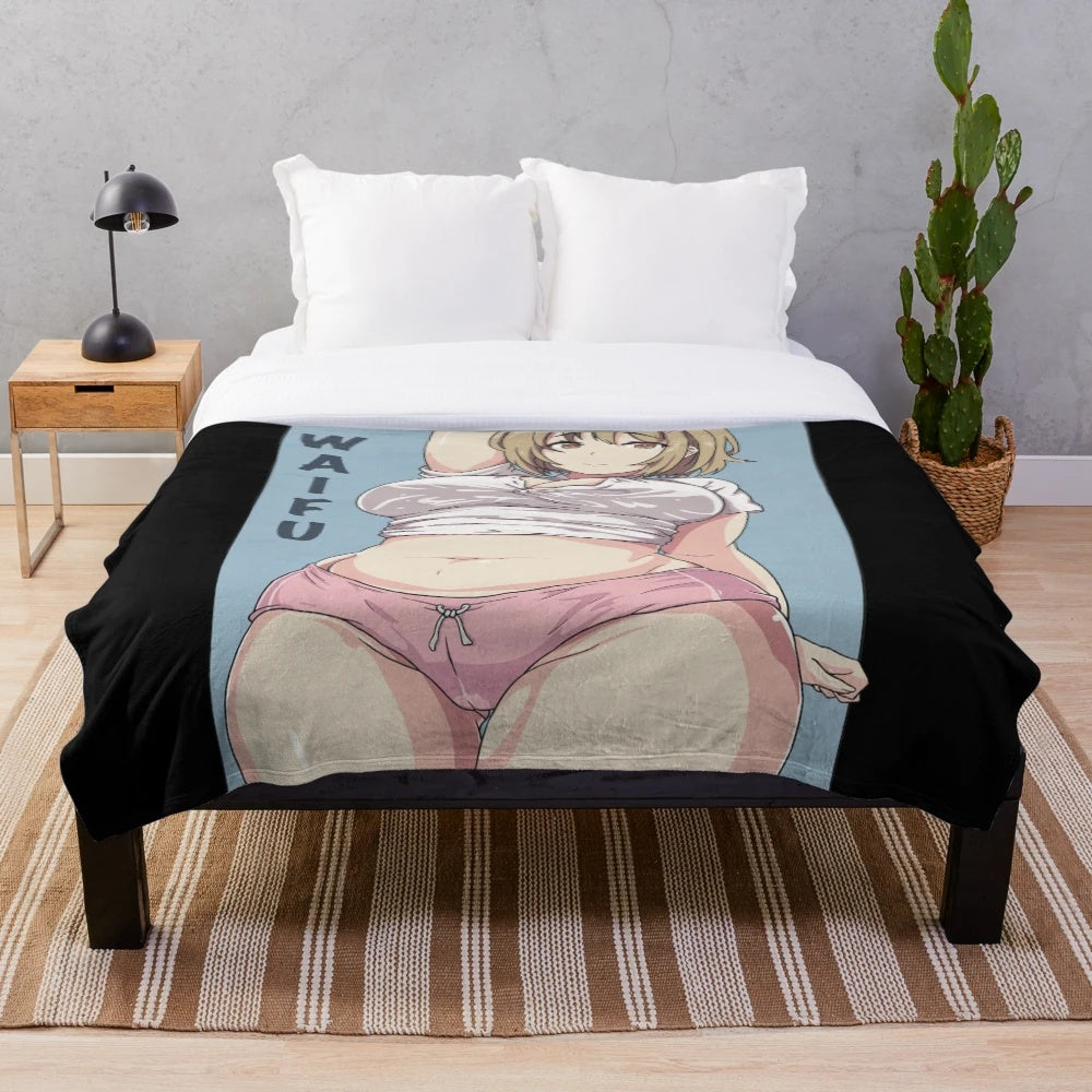 Soft and plush anime girl themed blanket