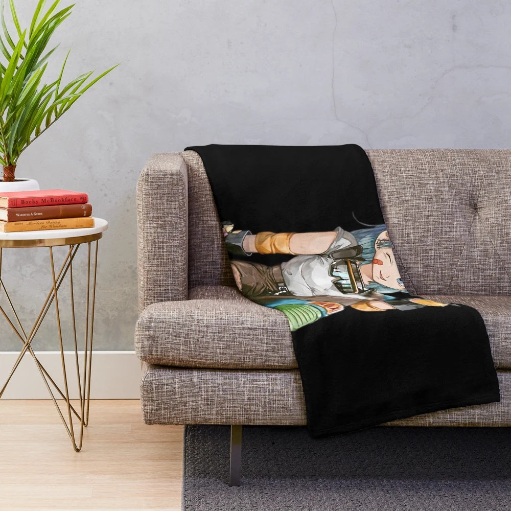 Anime-inspired plush blanket featuring Bulma from Dragonball Z