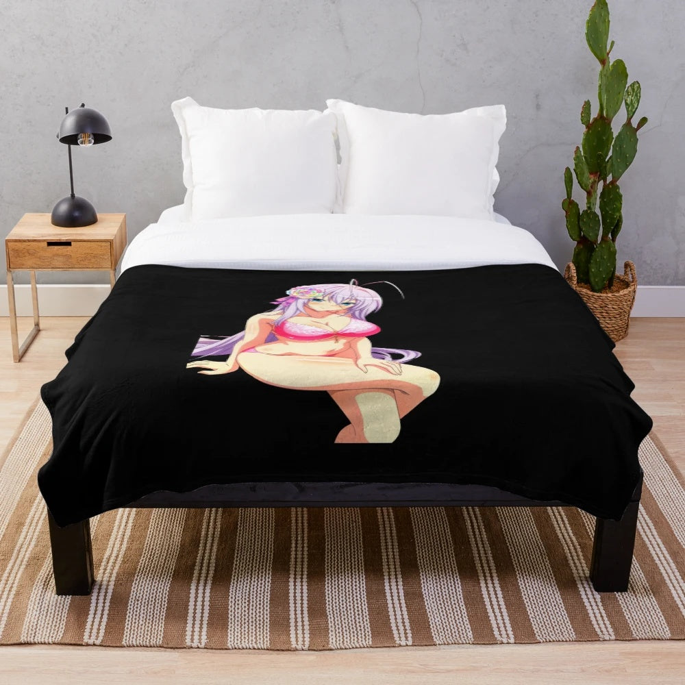 Anime-inspired plush blanket featuring Rossweisse from High School DxD