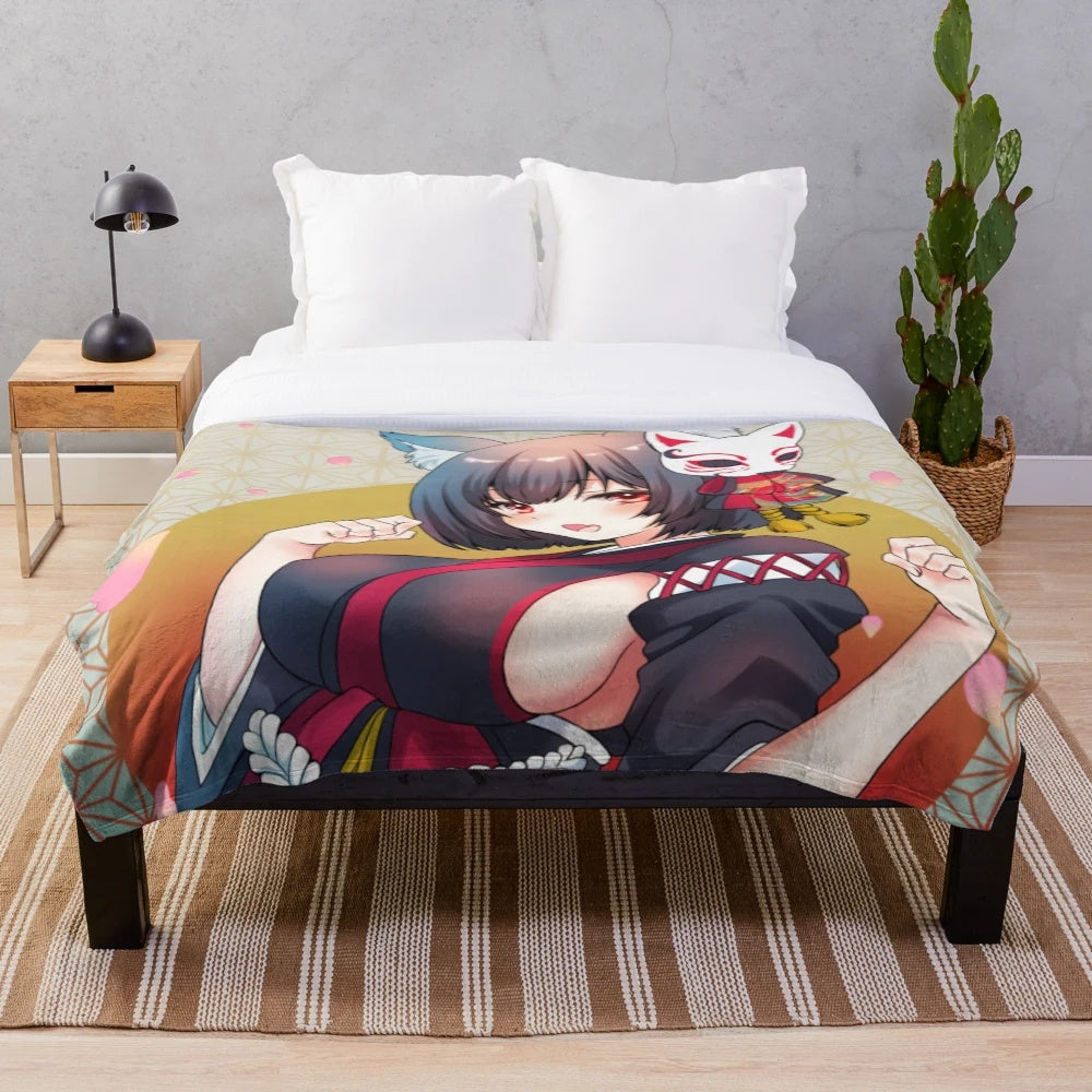 Soft and cozy plush blanket with anime-inspired design