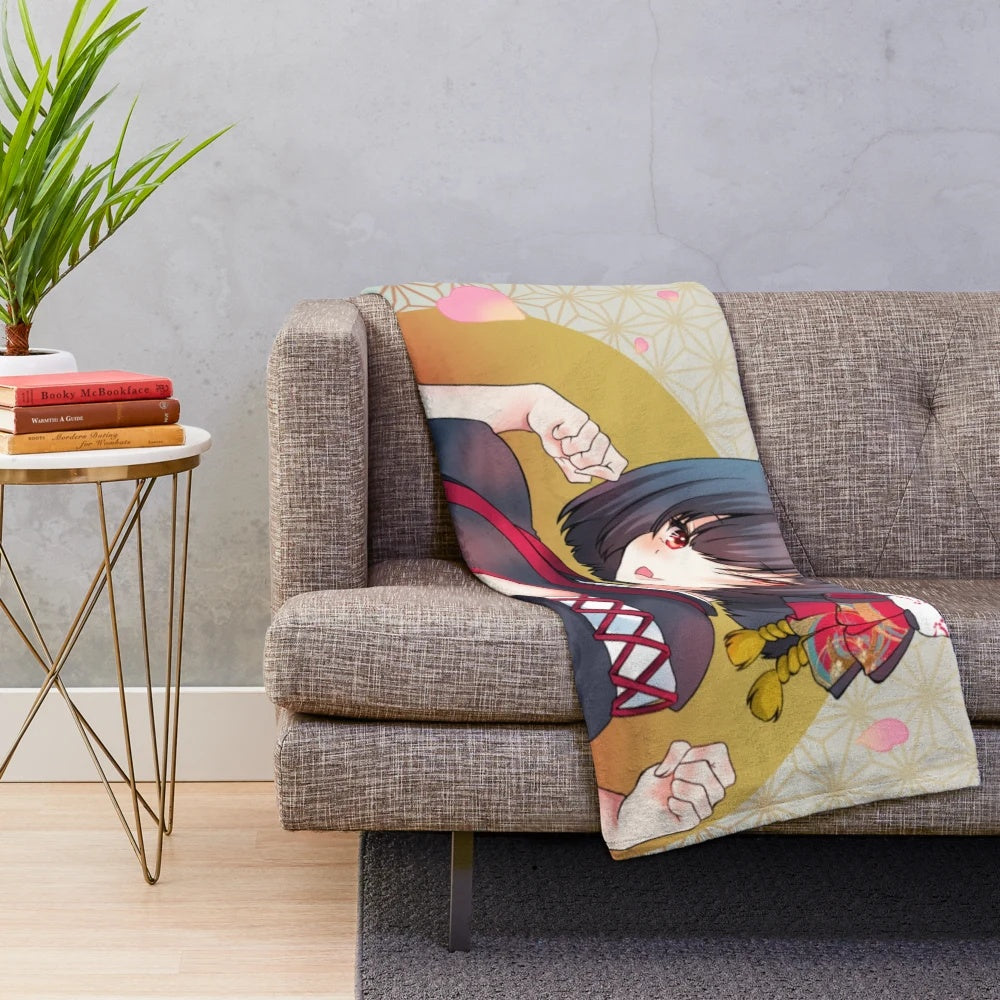 Soft and cozy plush blanket with anime-inspired design