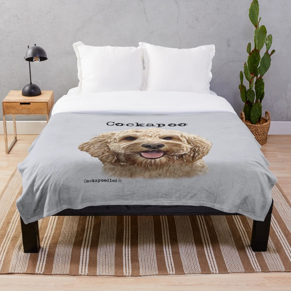 Apricot cockapoo plush blanket