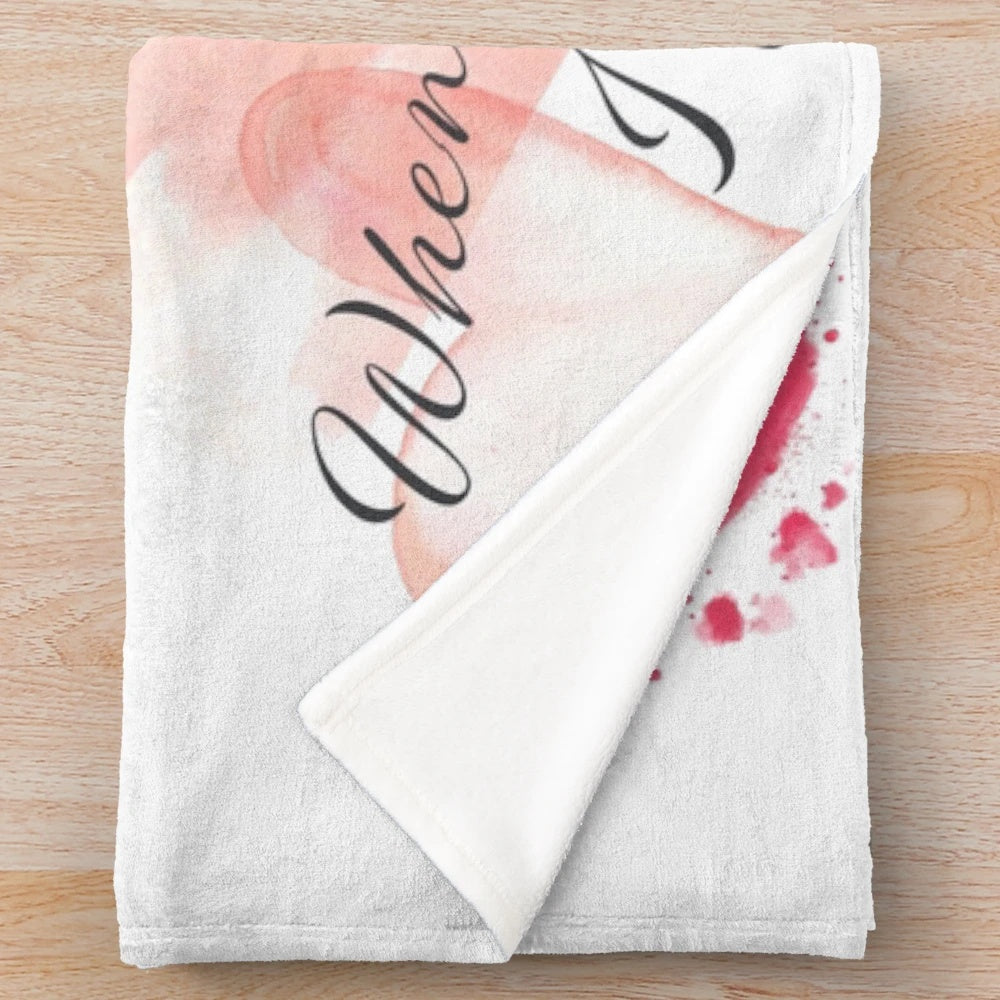 Soft and cuddly pink and white plush blanket featuring an Australian Kelpie dog