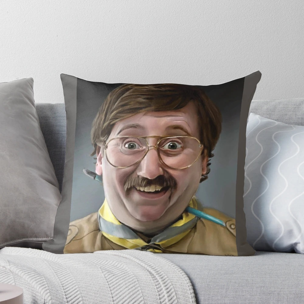 Soft and comfortable BBC Ghosts themed pillow featuring the iconic character Pat Butcher, played by actor Jim Howick.