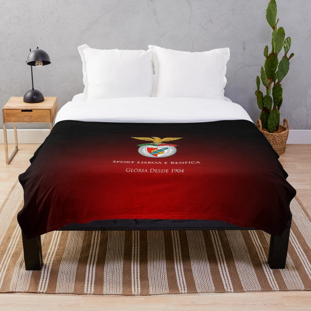 Soft and Cozy Benfica Plush Blanket with Portuguese Football Team Logo