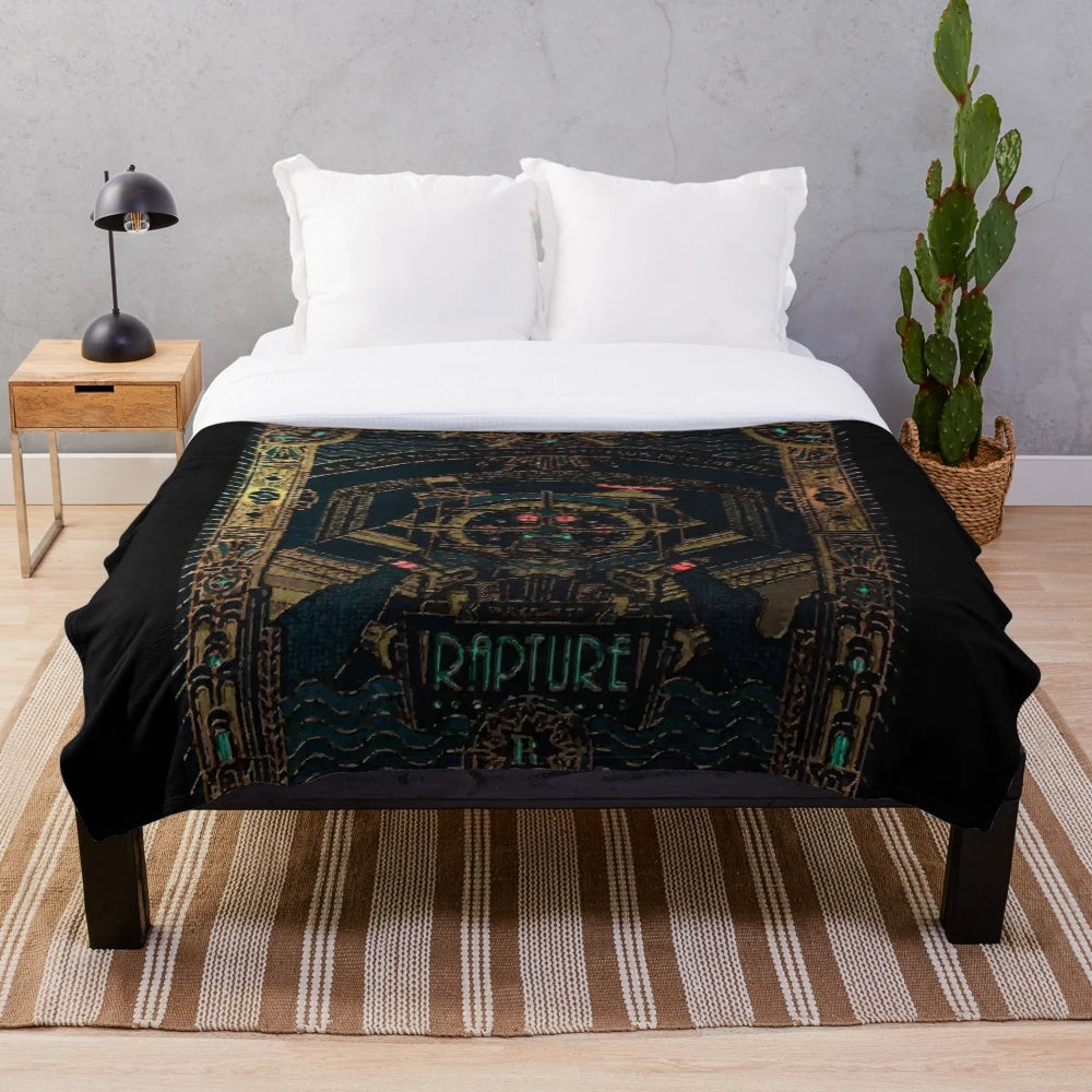 Bioshock Rapture-themed plush blanket featuring the iconic underwater city