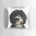 Soft and plush black and white cockapoo doodle pillow