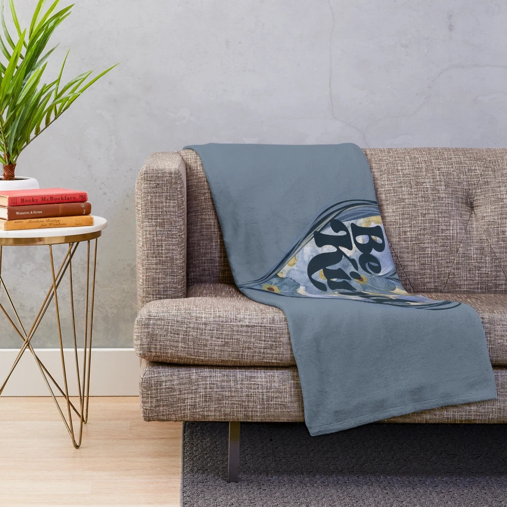 Blue heart plush blanket with forget me not flowers
