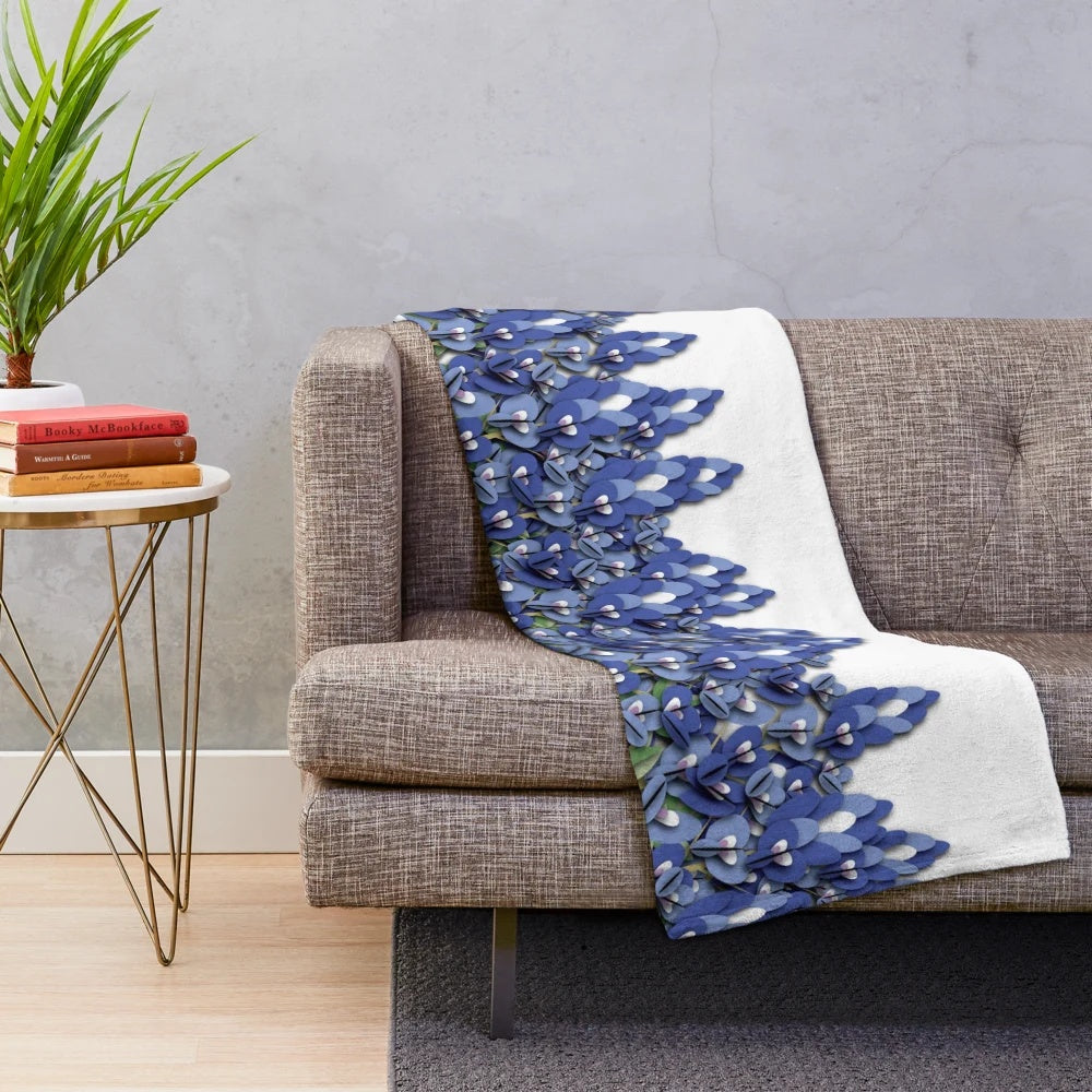 Soft and plush bluebonnet flower themed blanket