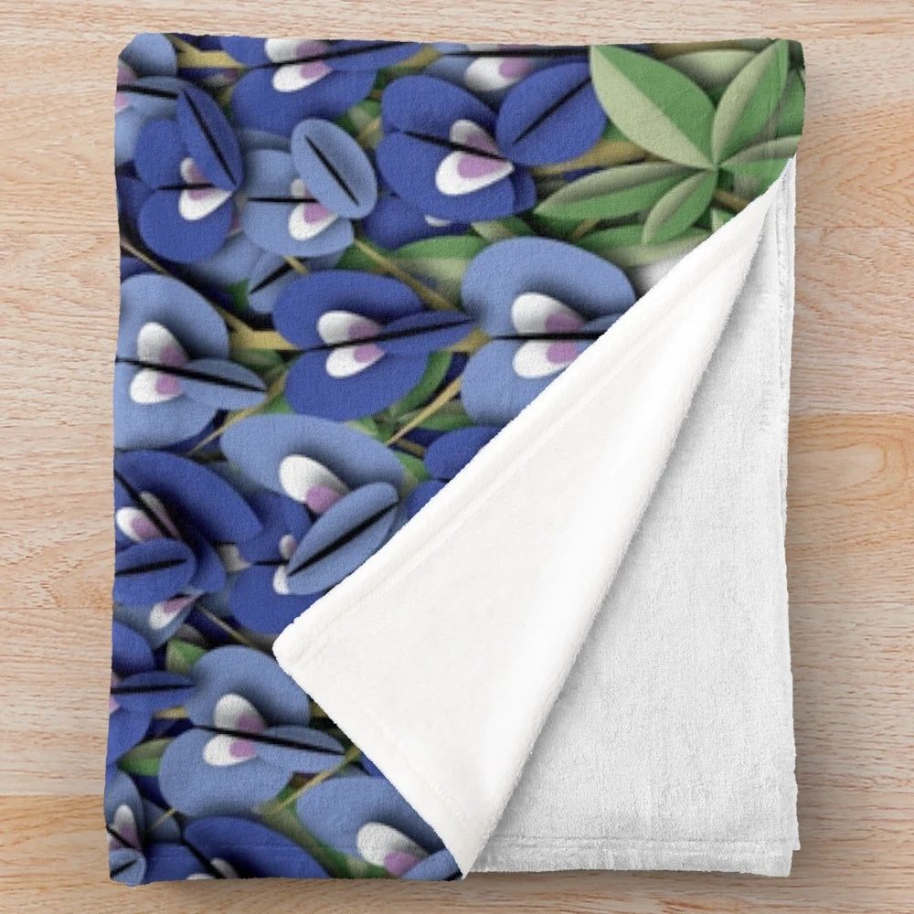 Soft and plush bluebonnet flower themed blanket