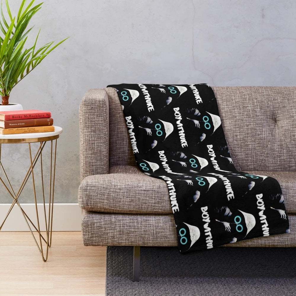 Boy with Uke Inspired Plush Blanket