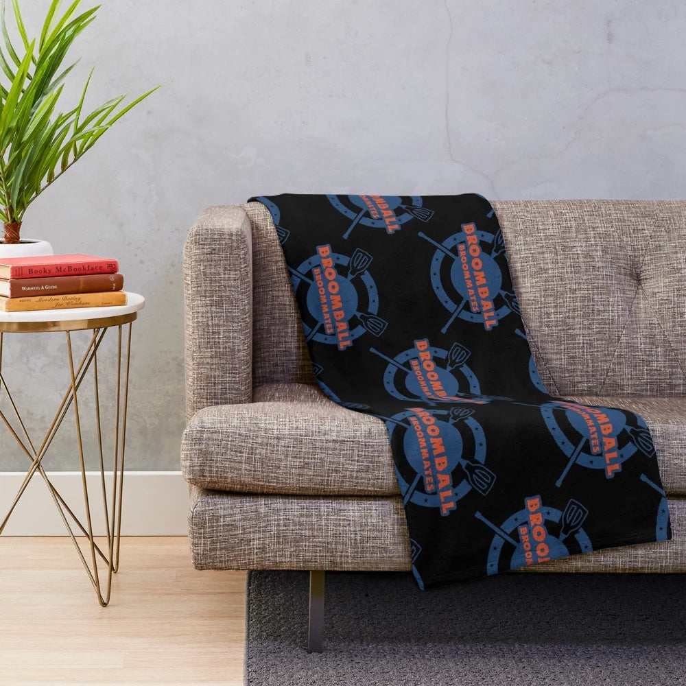 Broomball plush blanket featuring a cozy and comfortable design