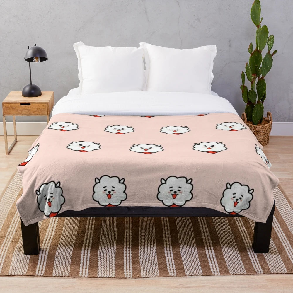 Soft and Cozy BT21 RJ Pattern Plush Blanket
