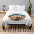 Soft and plush bunny-themed blanket with fall designs