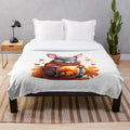 Soft and cuddly chinchilla plush blanket with cozy autumn and fall design