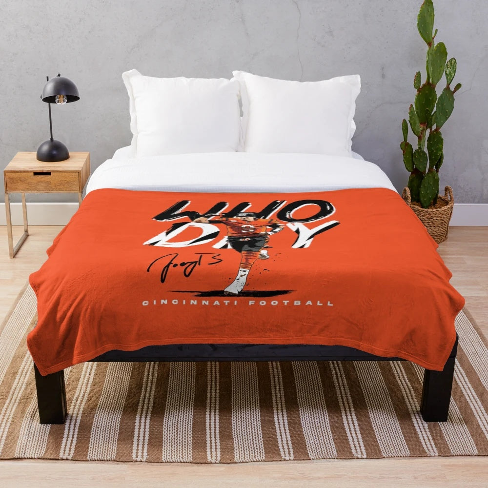 Cincinnati Bengals plush blanket featuring Joe Burrow