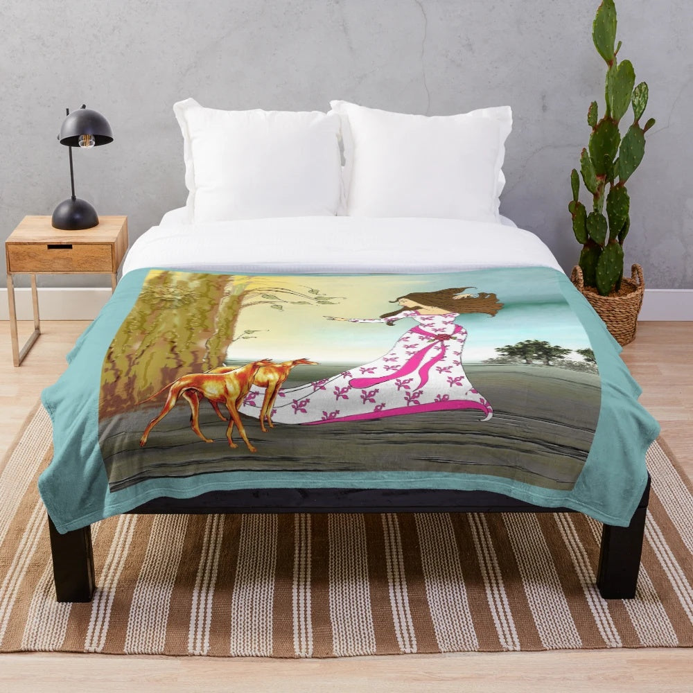 Cirneco dell'etna dog breed on a soft and plush blanket