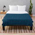 Clan Douglas tartan plush blanket in blue and green tones