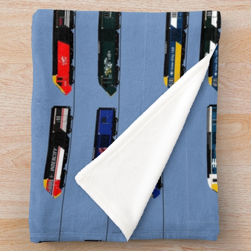 Plush blanket featuring a class 43 HST Intercity 125 train design
