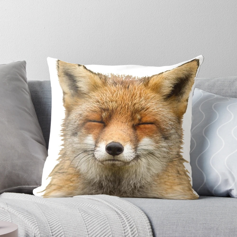 Soft and plush fox-shaped pillow in a cute design