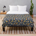 Dark grey plush blanket with chub gecko pattern