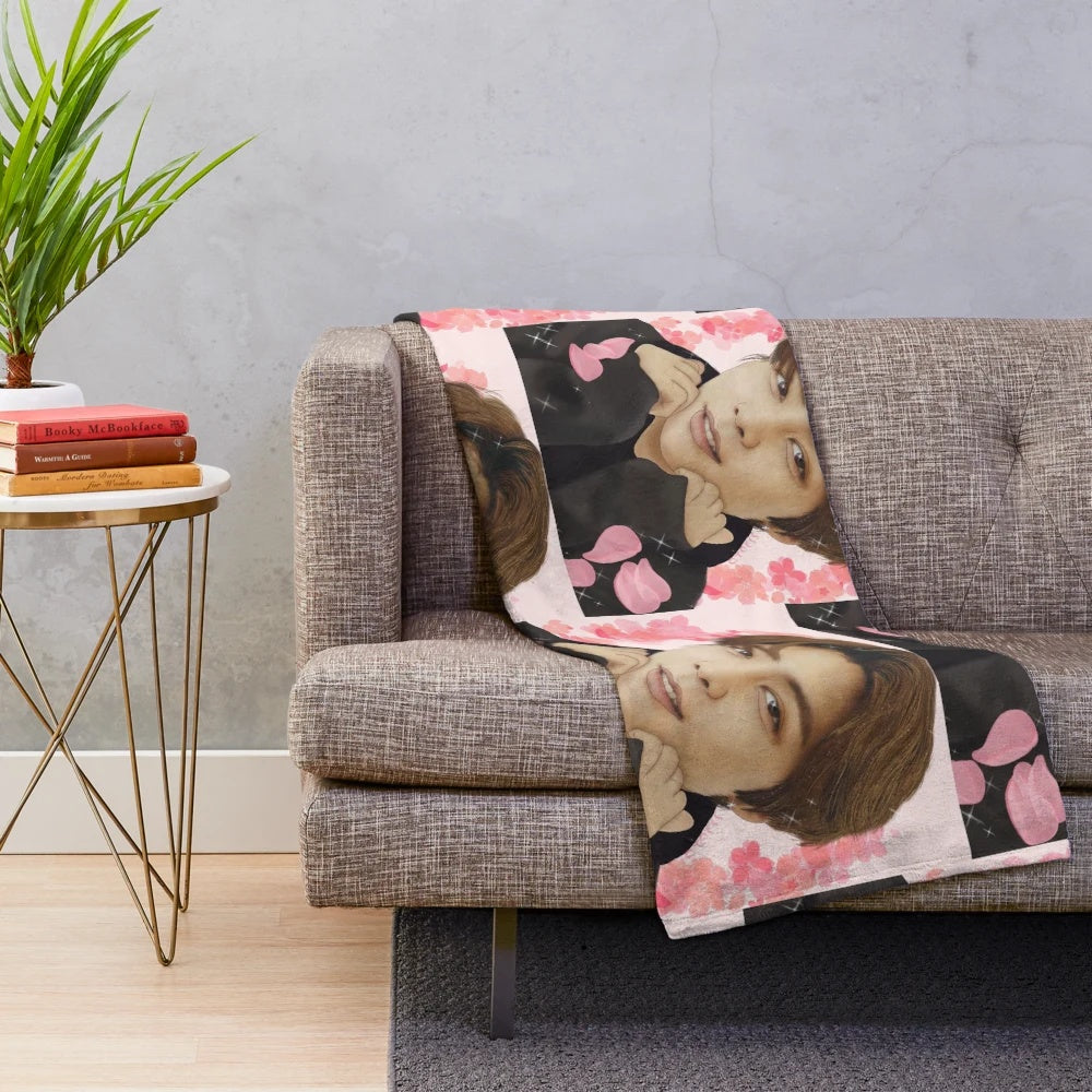 A soft and cozy plush blanket featuring a "Daydream" fan art design of NCT 127 member Johnny
