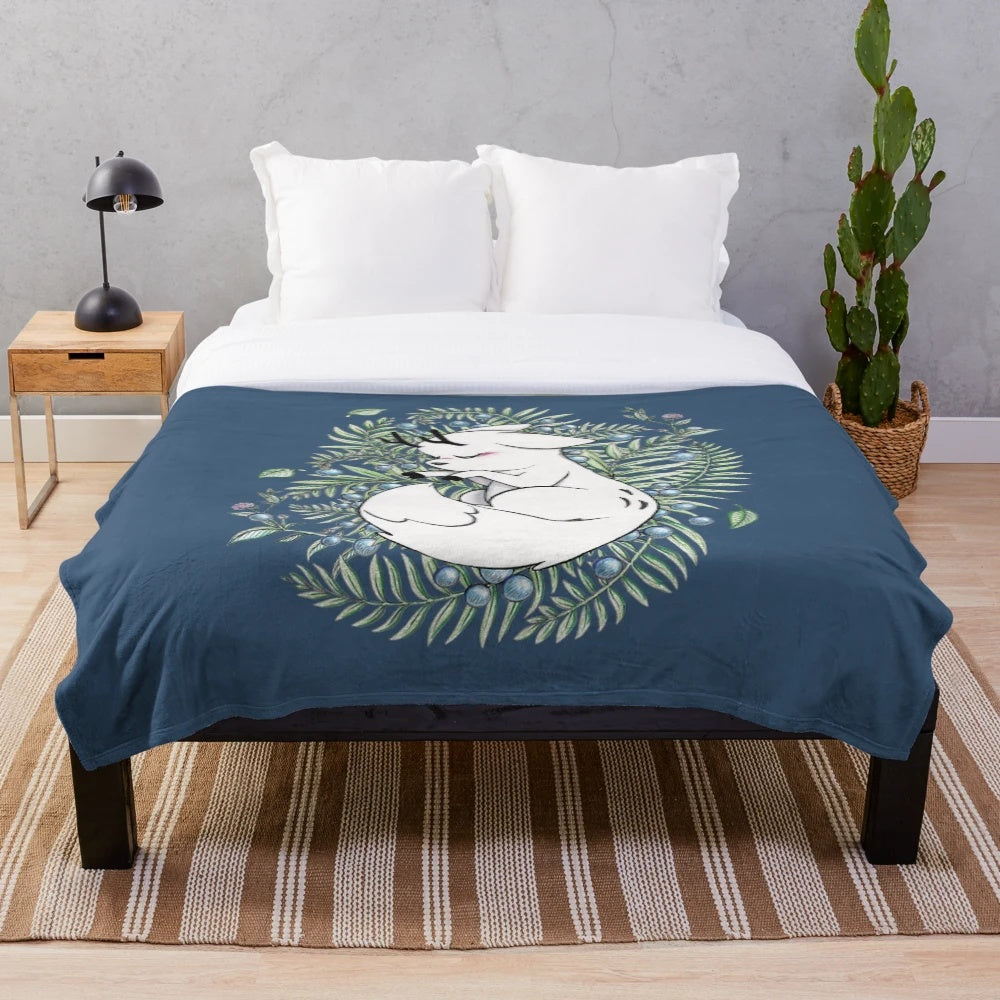 Soft and Cozy Deer Fox Plush Blanket for Home Decor