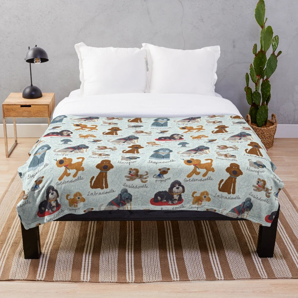 Soft and Cozy Doodle Dog Plush Blanket