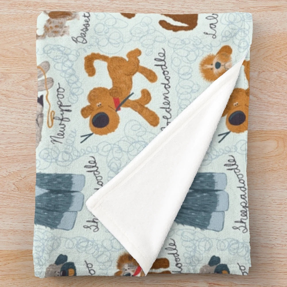 Soft and Cozy Doodle Dog Plush Blanket