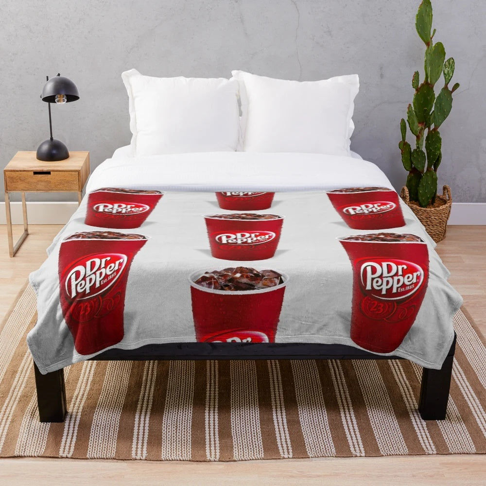 Soft and plush Dr Pepper themed blanket