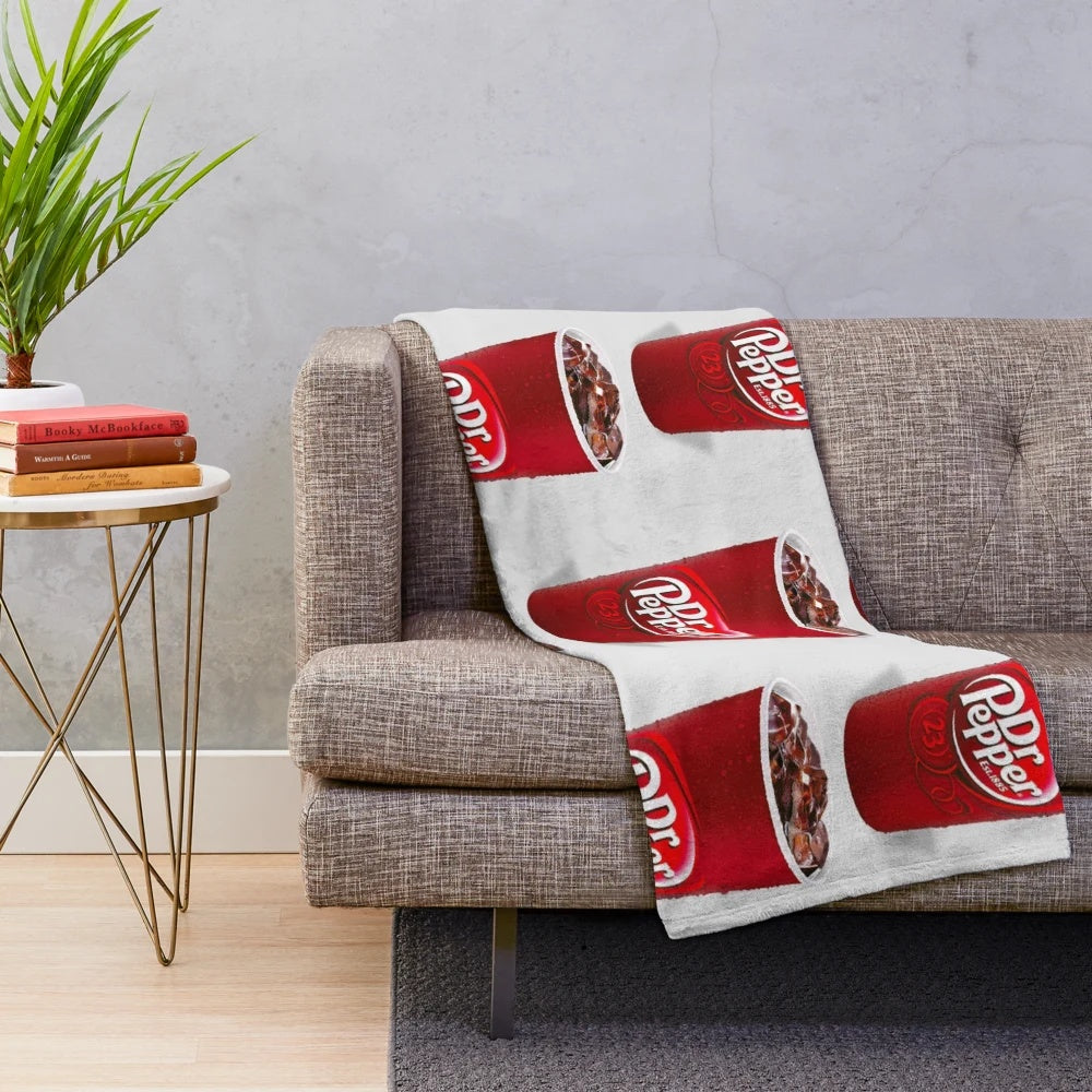 Soft and plush Dr Pepper themed blanket