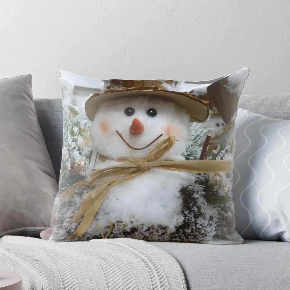 Soft and cuddly plush pillow featuring the iconic Frosty the Snowman character, perfect for adding a festive touch to your winter home décor.