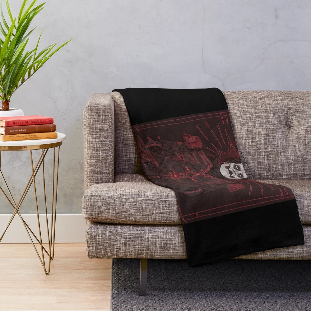Ghost band inspired plush blanket with band logo and album references