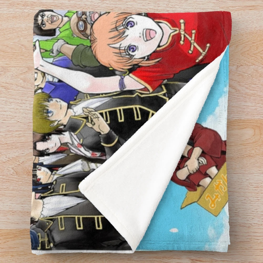 Soft and plush Gintama-themed blanket featuring popular characters