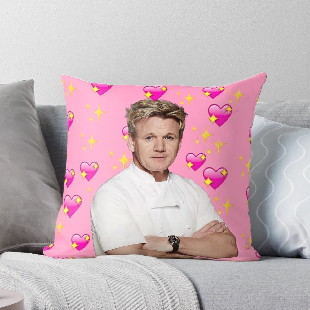 Plush Gordon Ramsay-themed pillow for the kitchen