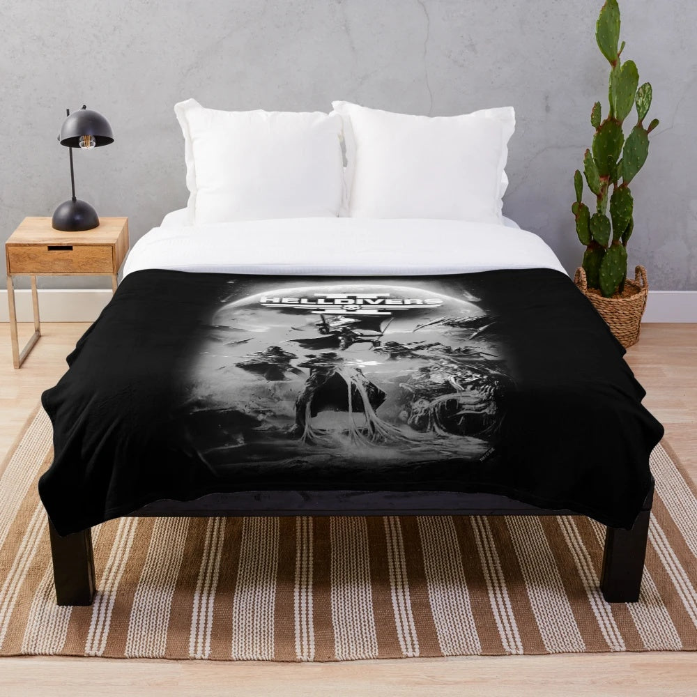 Grayscale plush blanket for home decor