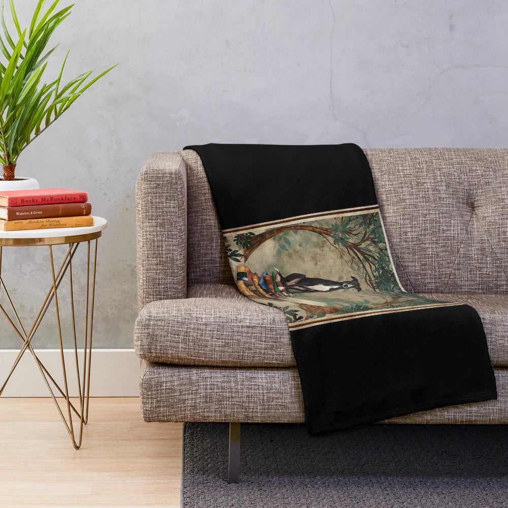 Greyhound Plush Blanket for Book Lovers