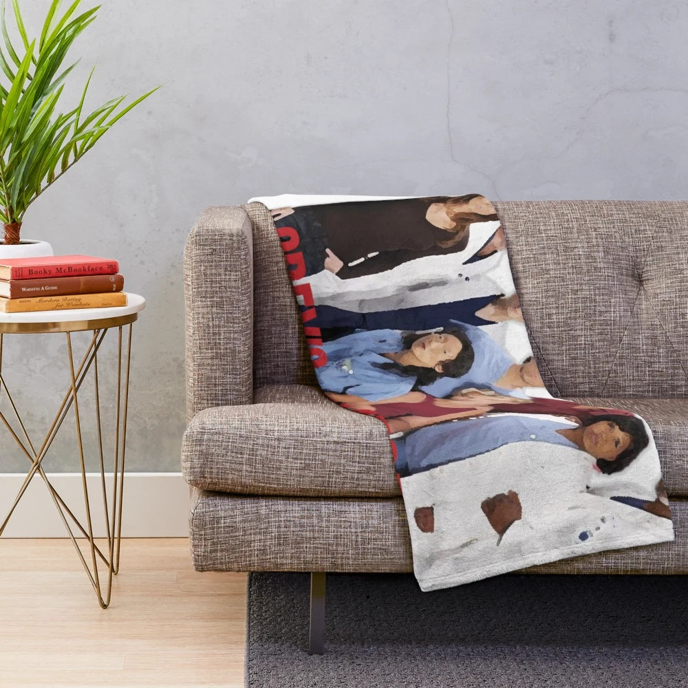 Plush blanket featuring a gray color palette and "Greys" inspired design