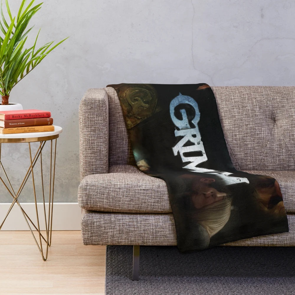 Plush blanket featuring characters Nick and Adalind from the TV show Grimm