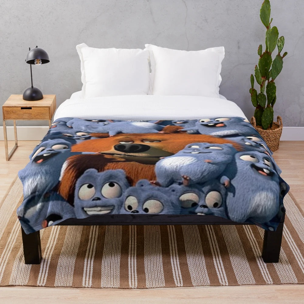 Grizzy and the Lemmings Plush Blanket featuring the popular animated characters