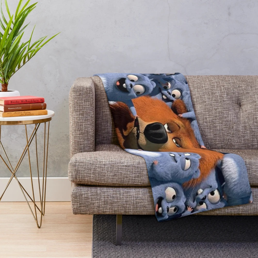 Grizzy and the Lemmings Plush Blanket featuring the popular animated characters